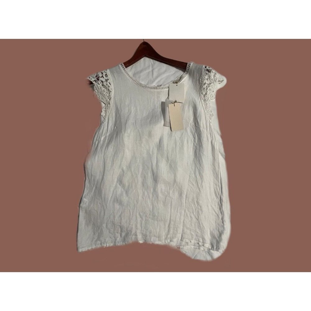 NWT BRAND NEW medium pure linen Viola Borghi top Made In Italy